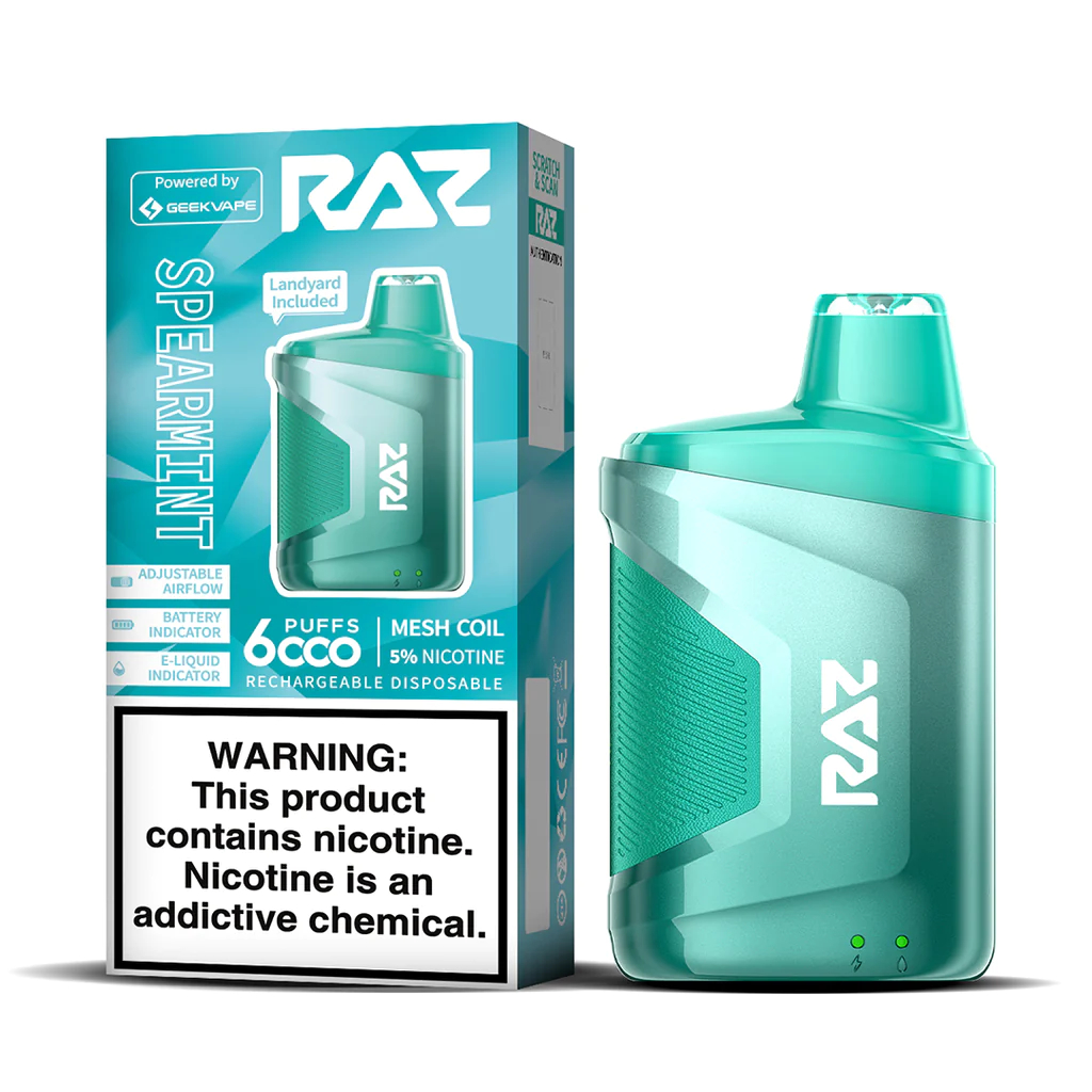 RAZ CA6000 Disposable Spearmint RAZ Spearmint Vape- CA6000 Disposable Vape (6000 Puffs)