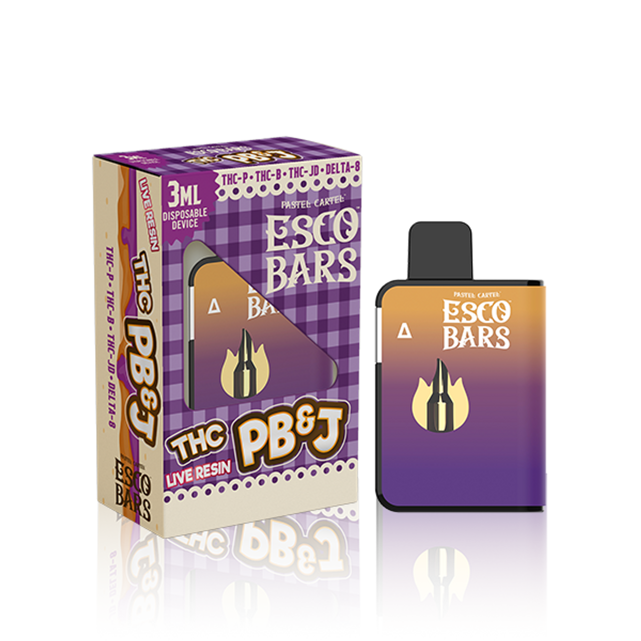 Esco Bars 3 Gram Live Resin Blend PB&J Disposable esco bars 3 gram live resin blend pb j disposable