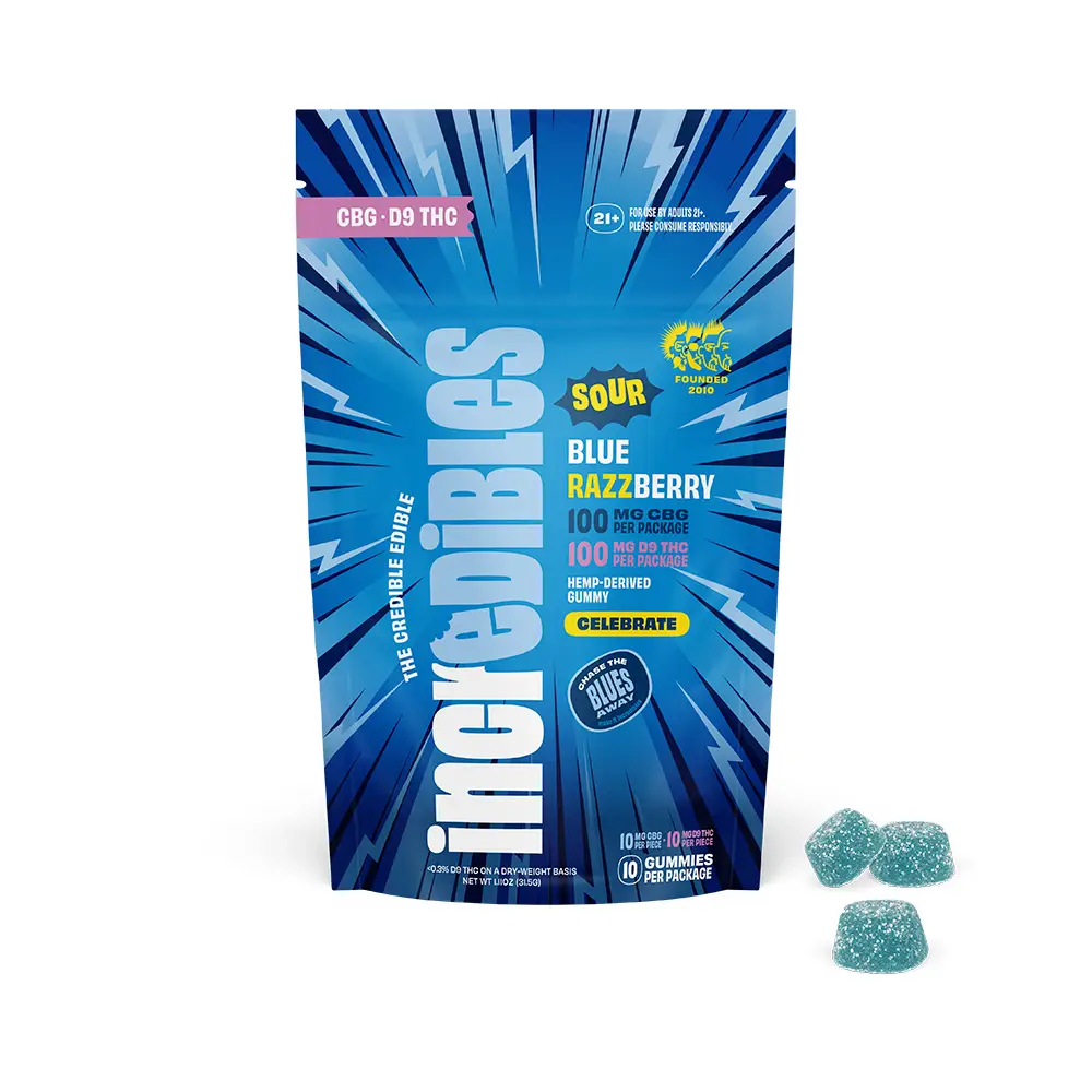 Sour Blue Razzberry Gummies Sour Blue Razzberry Gummies – 100mg THC