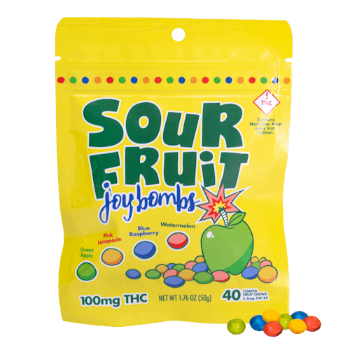 Joy Bombs Sour Fruit Chews 100mg | Native Roots Cannabis joy bombs sour fruit chews 100mg native roots cannabis
